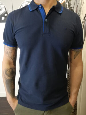 Polo uomo blu dettagli azzurri